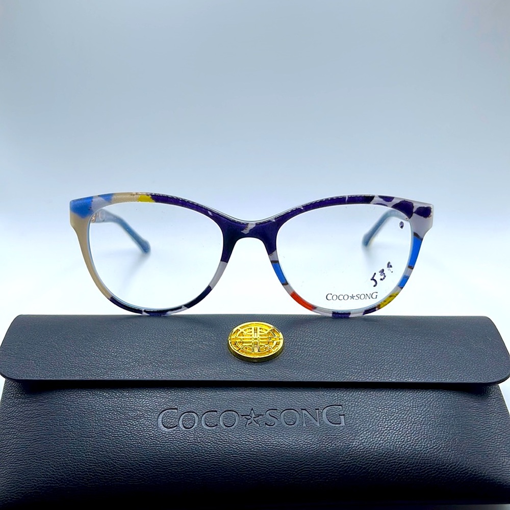 NWOT. Coco Song women’s Optical frames. Silk fabric imbedded in the frame.